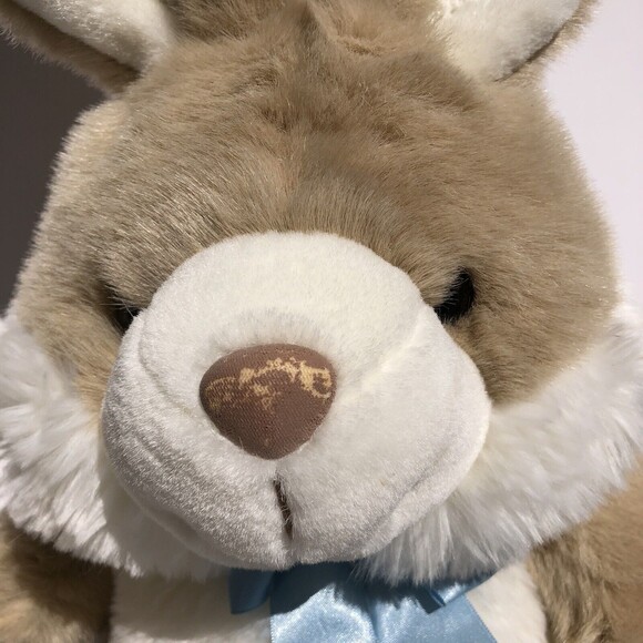 Bunny Rabbit Stuffed Animal 14/19 inch White/Brown Super soft fur - Picture 7 of 8